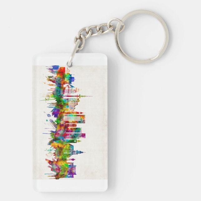 Hamburg Germany Skyline Key Ring (Back)