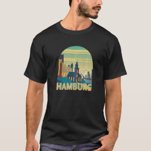 Hamburg Germany Skyline Silhouette Outline Sketch  T-Shirt