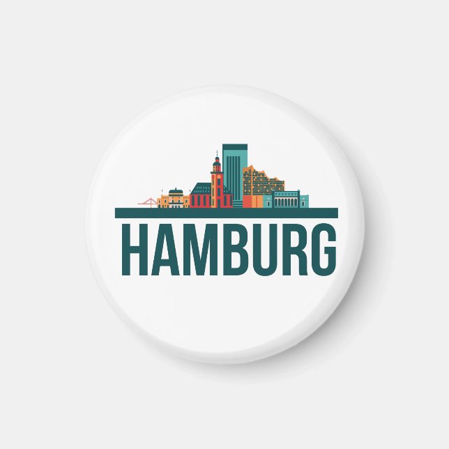 Hamburg Germany Skyline T-Shirt Magnet (Front)
