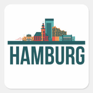 Hamburg Germany Skyline T-Shirt  Square Sticker
