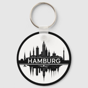 Hamburg Germany Skyline – Vintage Circle Cityscape Key Ring