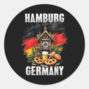 Hamburg Germany Souvenir German Flag Travel Classic Round Sticker