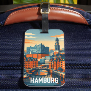 Hamburg Germany Travel Minimalist Port Luggage Tag