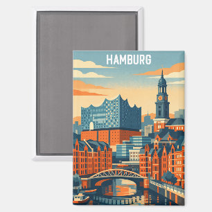 Hamburg Germany Travel Minimalist Port  Magnet