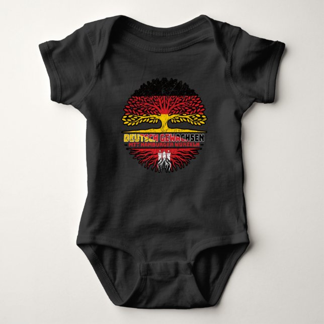 Hamburg Hamburger Deutsch Deutschland Baum Wurzel Baby Bodysuit (Front)