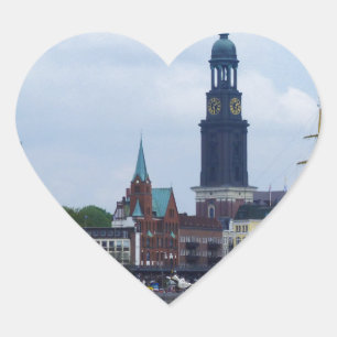 Hamburg Harbour Hafen Michel Deutschland Schiffe Heart Sticker