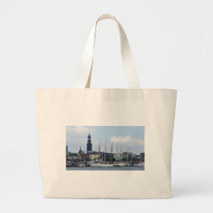 Hamburg Harbour Hafen Michel Deutschland Schiffe Large Tote Bag