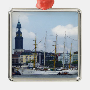 Hamburg Harbour Hafen Michel Deutschland Schiffe Metal Tree Decoration