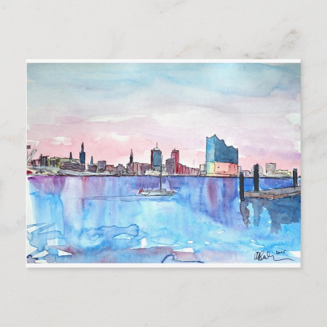 Hamburg Harbour Skyline And Elbe Philharmonic Hall Postcard (Front)