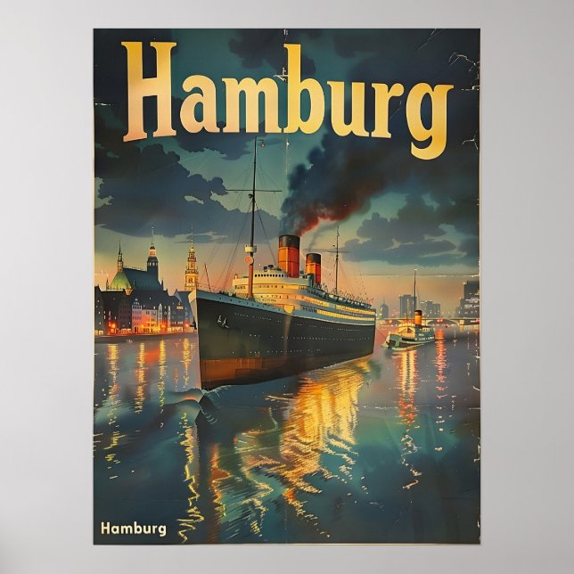 Hamburg Harbour Vintage Poster (Front)