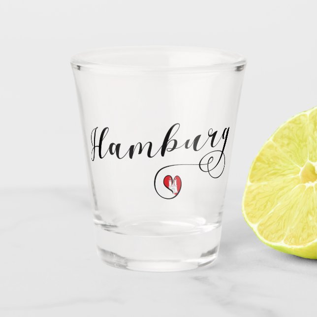 Hamburg Heart Flag, Germany, Hamborg Shot Glass (Front)