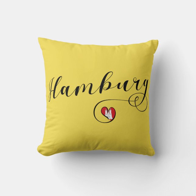 Hamburg Heart Throw Pillow,  Germany Cushion (Front)
