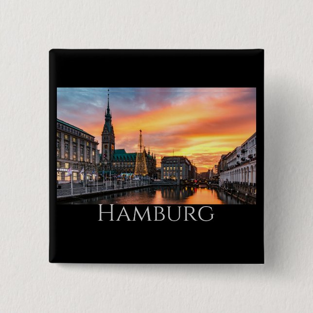 Hamburg Scenic Waterfront 15 Cm Square Badge (Front)