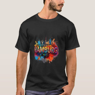 Hamburg Skyline Art - Vibrant Hanseatic City Desig T-Shirt