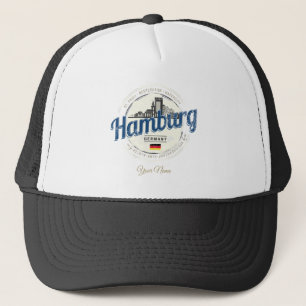 Hamburg Skyline Germany Vintage Holiday Souvenir Trucker Hat