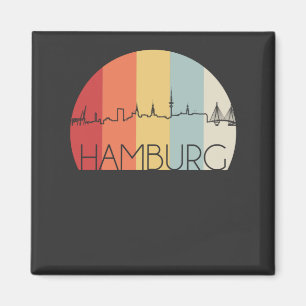 Hamburg Skyline Retro Magnet