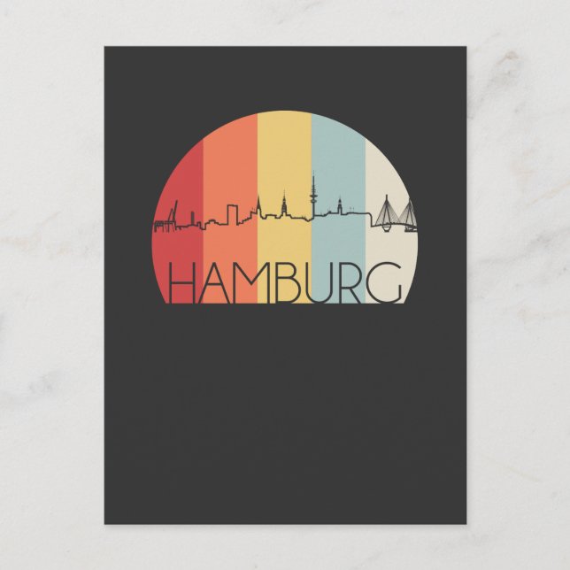 Hamburg Skyline Retro Postcard (Front)