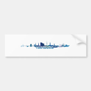 Hamburg Skyline Silhouette Bumper Sticker