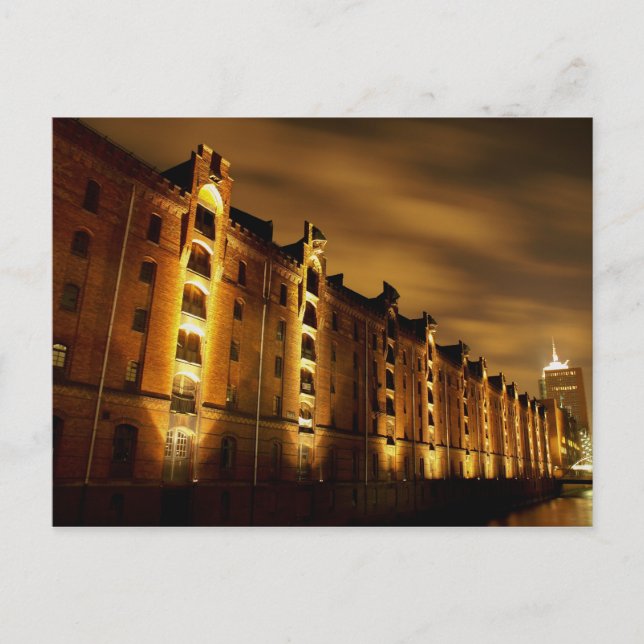 Hamburg - Speicherstadt at Night - Postcard (Front)