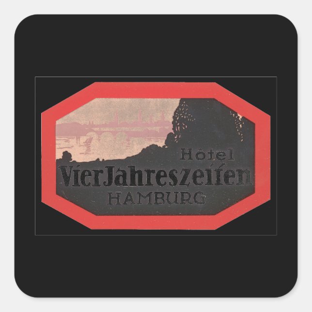 Hamburg_Vintage Travel Poster Artwork Square Sticker (Front)