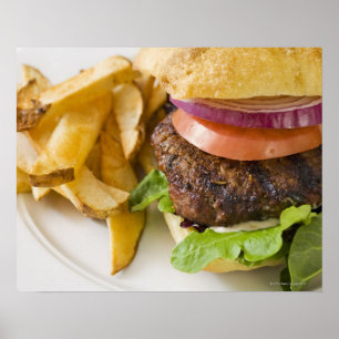 Hamburger and French Fries Poster