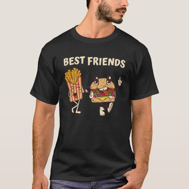 Hamburger And Fries Bestfriends T-Shirt (Front)