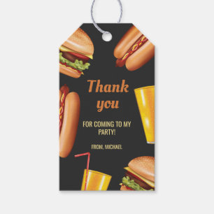 Hamburger And Hot Dog Grill Food Thank You Party Gift Tags