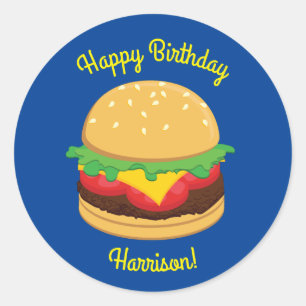 Hamburger Birthday Party Burger Classic Round Sticker