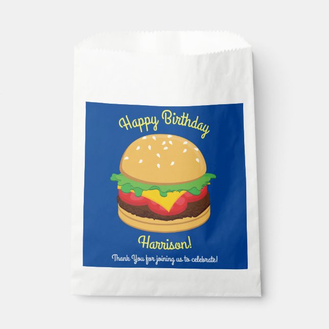 Hamburger Birthday Party Burger Favour Bag (Front)