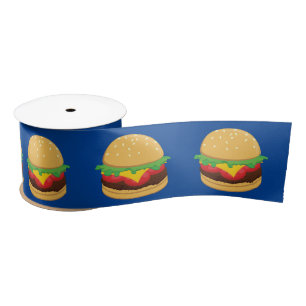 Hamburger Birthday Party Burger Satin Ribbon