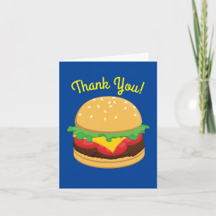 Hamburger Birthday party Burger Thank You Cards