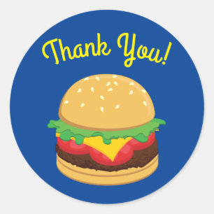 Hamburger Birthday Party Burger Thank You Classic Round Sticker
