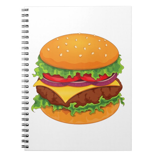 Hamburger Burger Beef Pork Meat Meal Cheddar Notebook (Front)