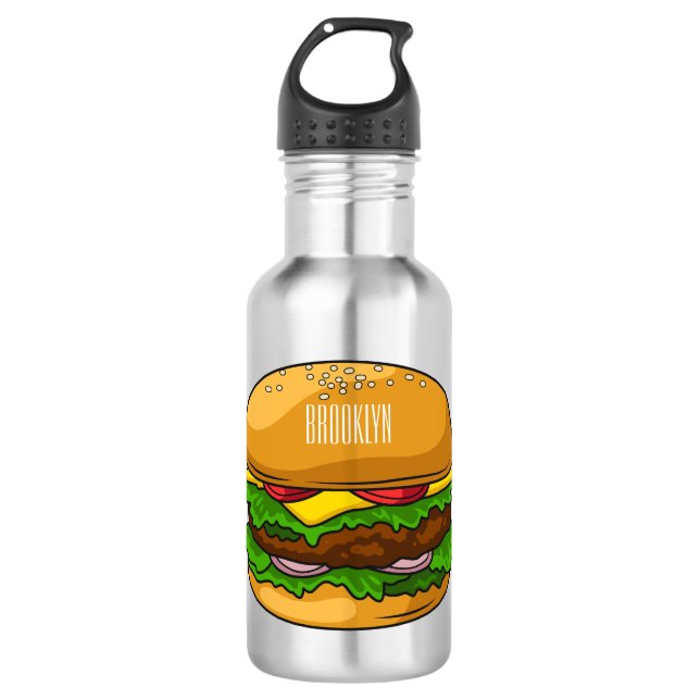 Hamburger cartoon illustration  532 ml water bottle (Front)