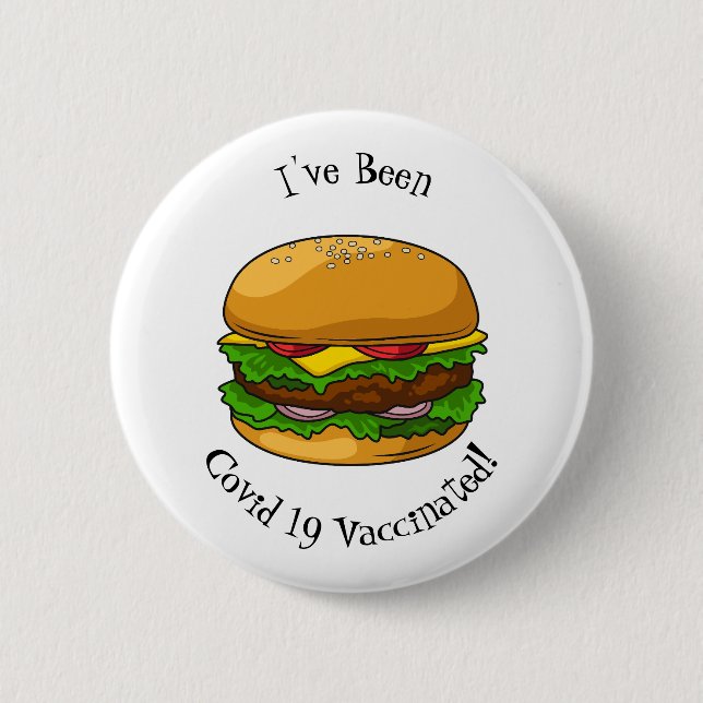 Hamburger cartoon illustration 6 cm round badge (Front)