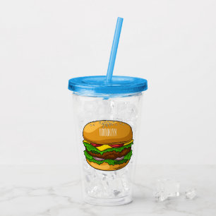 Hamburger cartoon illustration acrylic tumbler