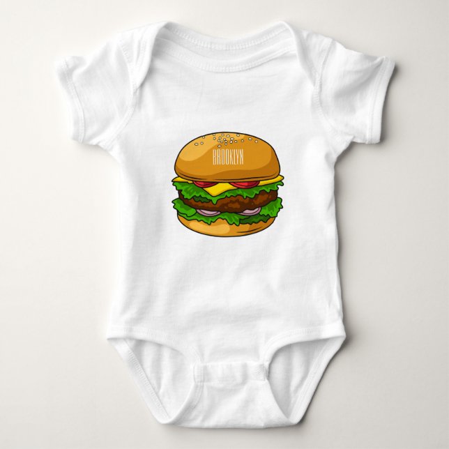 Hamburger cartoon illustration  baby bodysuit (Front)