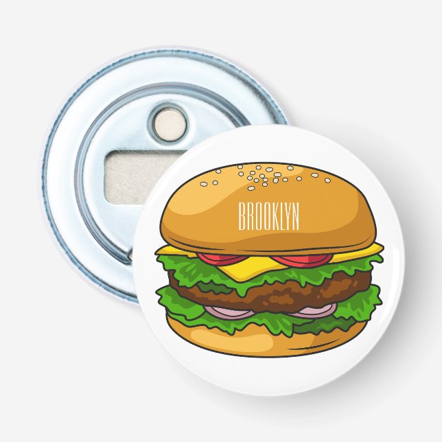 Hamburger cartoon illustration  bottle opener (Front)