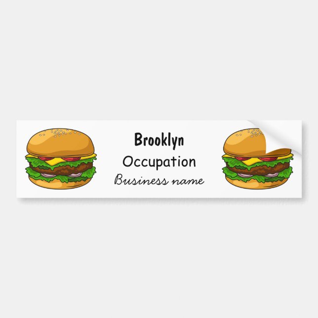 Hamburger cartoon illustration bumper sticker (Front)