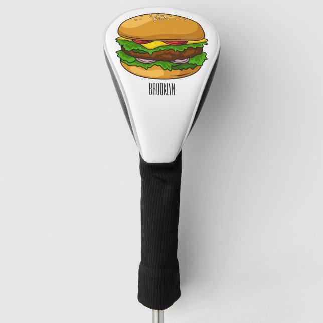 Hamburger cartoon illustration golf head cover (Front)