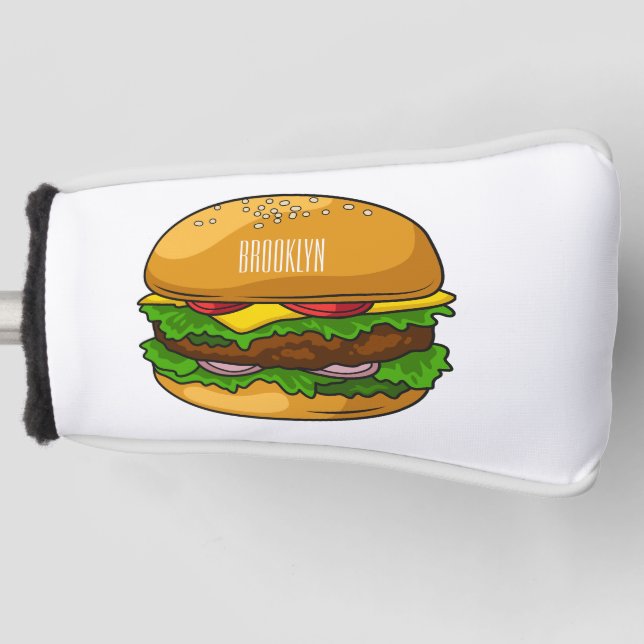 Hamburger cartoon illustration  golf head cover (Front)