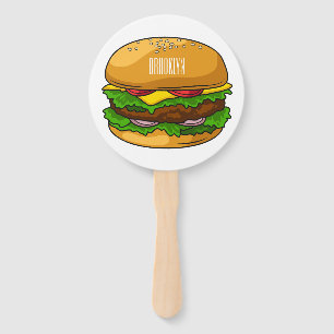 Hamburger cartoon illustration hand fan