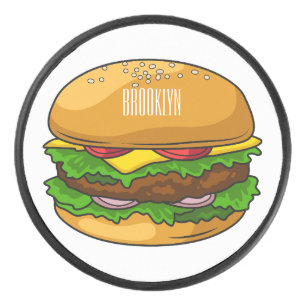 Hamburger cartoon illustration hockey puck