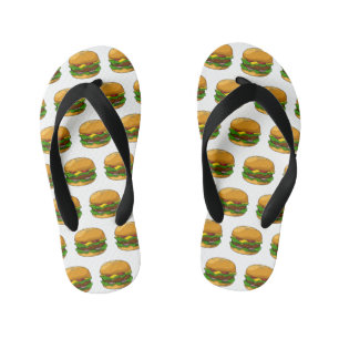 Hamburger cartoon illustration kid's thongs