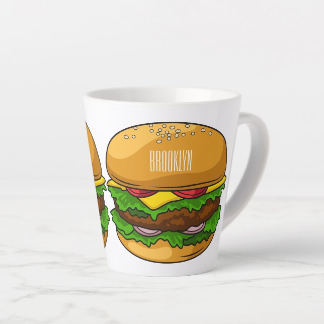 Hamburger cartoon illustration  latte mug (Right Angle)