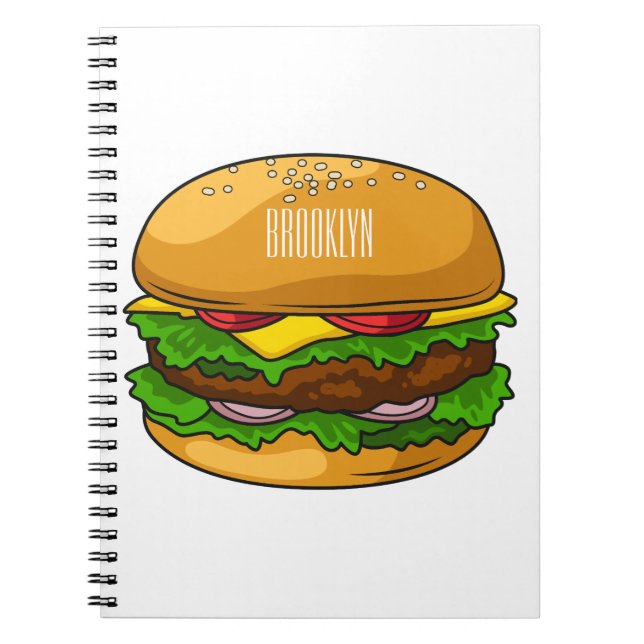 Hamburger cartoon illustration  notebook (Front)