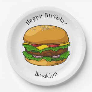 Hamburger cartoon illustration paper plate