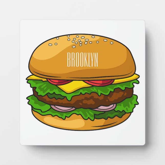 Hamburger cartoon illustration plaque (Front)