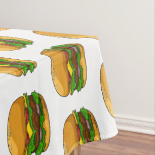 Hamburger cartoon illustration tablecloth