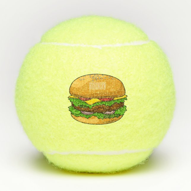Hamburger cartoon illustration  tennis balls (Front)